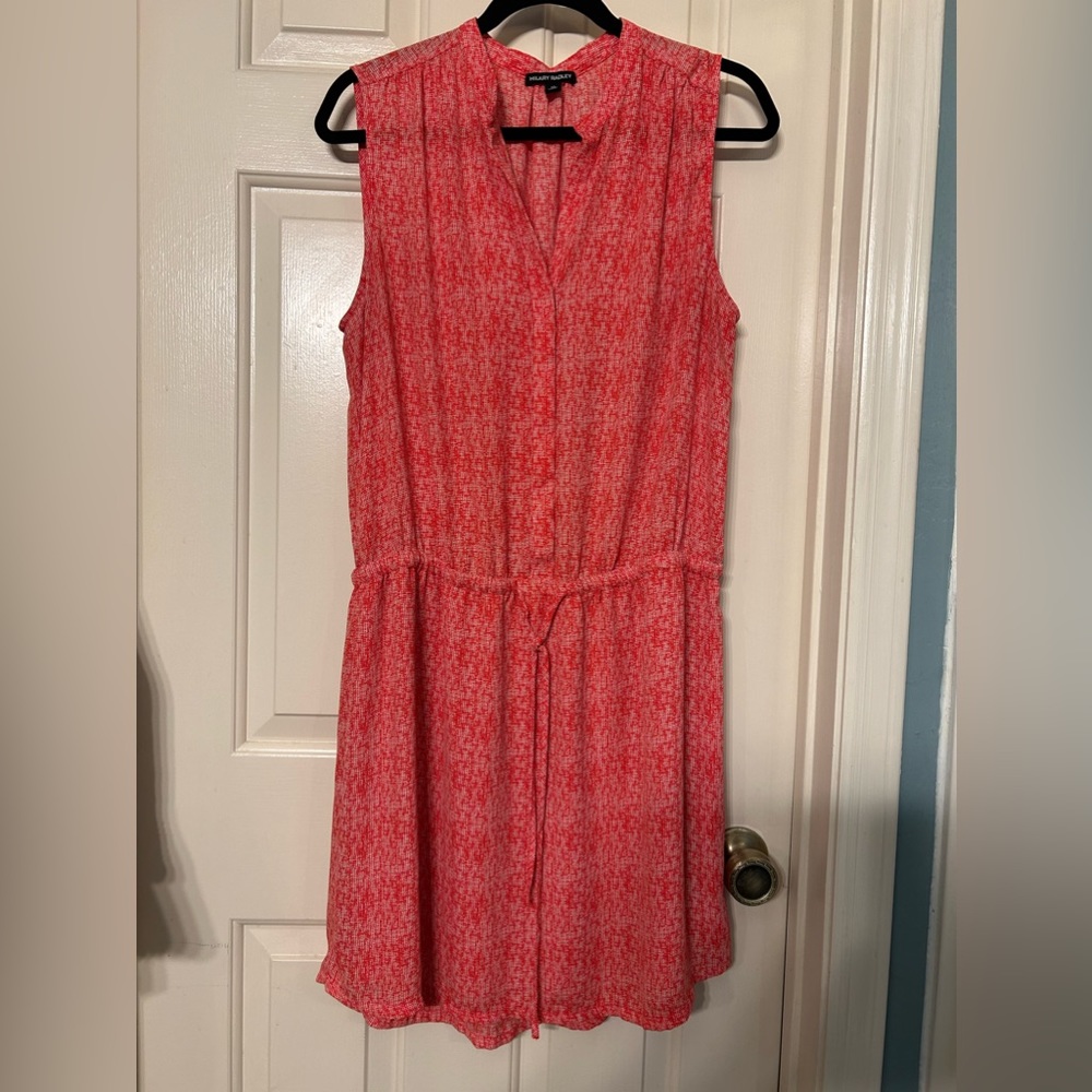 Hilary Radley Coral Red Sleeveless Drawstring Waist Dress
